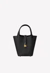 Hermes Picotin Lock 18 Tote Bag In Black Clemence With Gold Hardware In Black