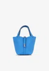 Hermes Picotin Lock 18 In Bleu Hydra Clemence Leather With Palladium Hardware