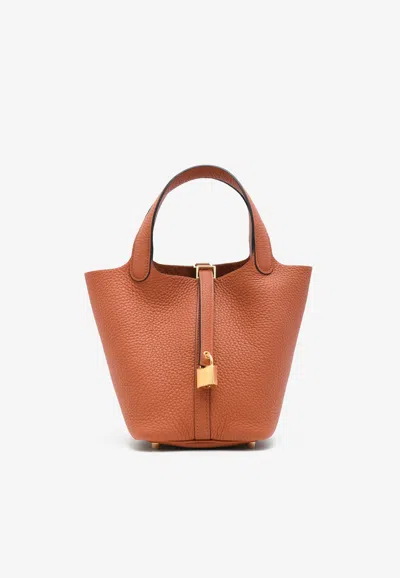 Hermes Picotin Lock 18 In Cuivre Taurillon Clemence With Gold Hardware In Pattern