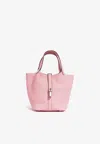 Hermes Picotin Lock 18 In Rose Sakura Taurillon Clemence With Palladium Hardware In Rose Sakura
