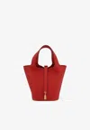 Hermes Picotin Lock 18 In Vermillon Clemence Leather With Gold Hardware
