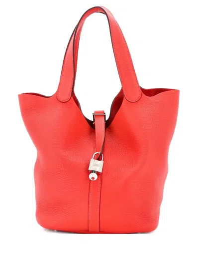 Pre-owned Hermes Picotin Lock Bag Clemence Gm Bucket Bag