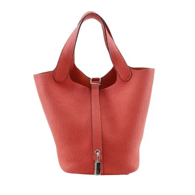 Pre-owned Hermes Picotin Lock Bag Clemence Pink Leather Handbag ()