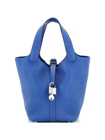 Pre-owned Hermes Picotin Lock Bag Maurice Pm Bucket Bag In Blue