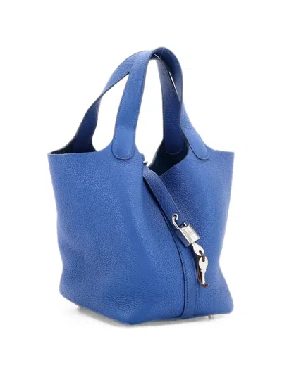 Pre-owned Hermes Picotin Lock Bag Maurice Pm Bucket Bag In Blue
