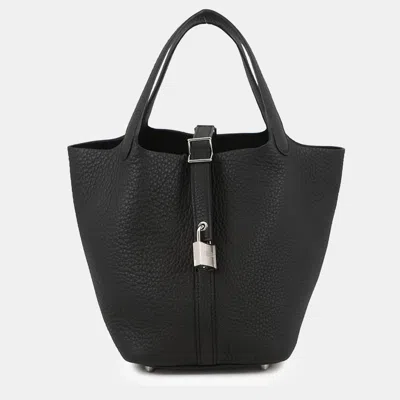 Pre-owned Hermes Picotin Lock Black Taurillon Clemence Size Pm