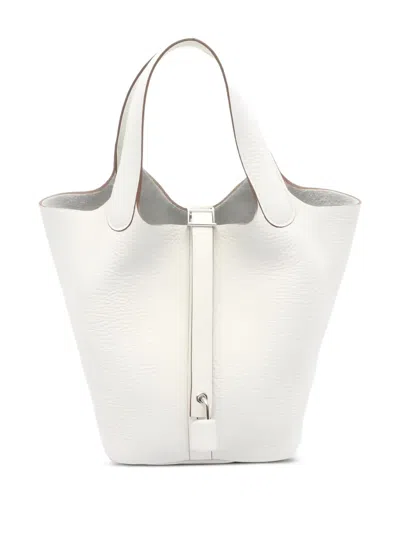 Pre-owned Hermes Picotin Lock Éclat Pm Handbag In White