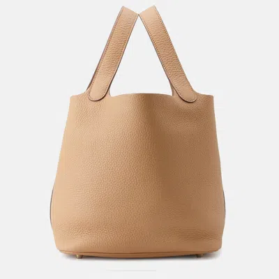 Pre-owned Hermes Picotin Lock Mm Chai Taurillon Clemence Bag In Brown
