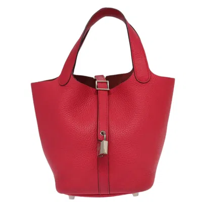 Pre-owned Hermes Hermès Picotin Lock Pink Leather Shoulder Bag ()