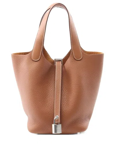 Pre-owned Hermes Picotin Lock Pm Handbag In Brown