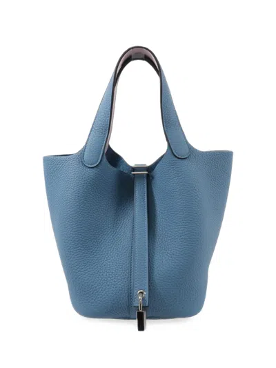 Pre-owned Hermes Picotin Lock Pm Tote Bag In Blue
