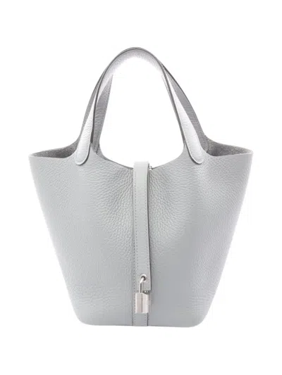 Pre-owned Hermes Picotin Lock Pm Tote Bag In Gray