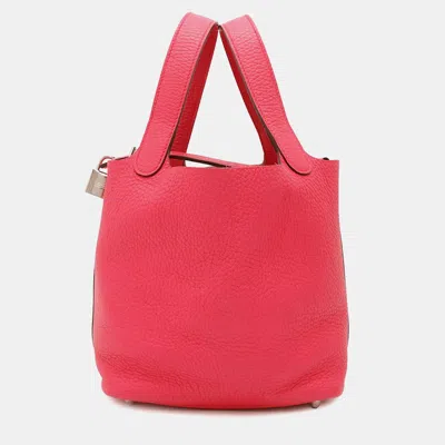 Pre-owned Hermes Picotin Lock Rose Extreme Taurillon Clemence Pm