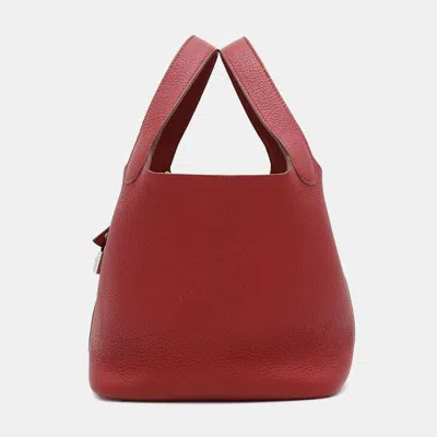 Pre-owned Hermes Picotin Lock Rouge Garance Taurillon Clemence Size Pm