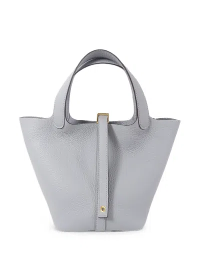 Pre-owned Hermes Picotin Lock Tote Bag In Gray