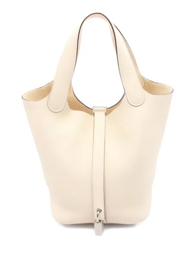 Pre-owned Hermes Picotin Lock Tote Bag In Neutral