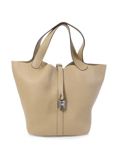 Pre-owned Hermes Picotin Mm Leather Tote Bag In Neutral