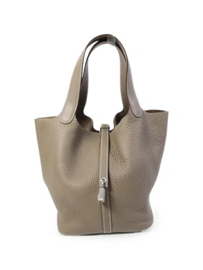 Pre-owned Hermes Picotin Mm Leather Tote Bag In Neutrals