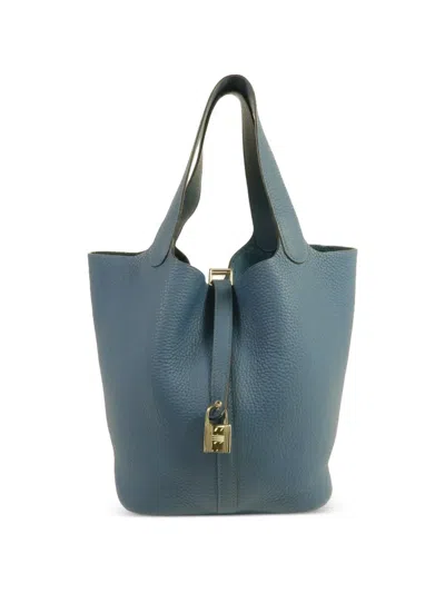 Pre-owned Hermes Picotin Mm Tote Bag In Blue