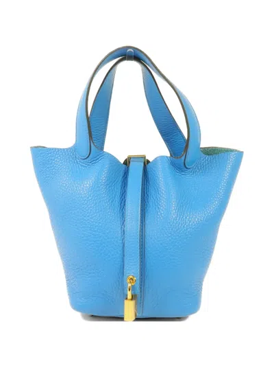 Pre-owned Hermes Picotin Pm Handbag In Blue