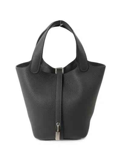Pre-owned Hermes Picotin Pm Leather Tote Bag In Black