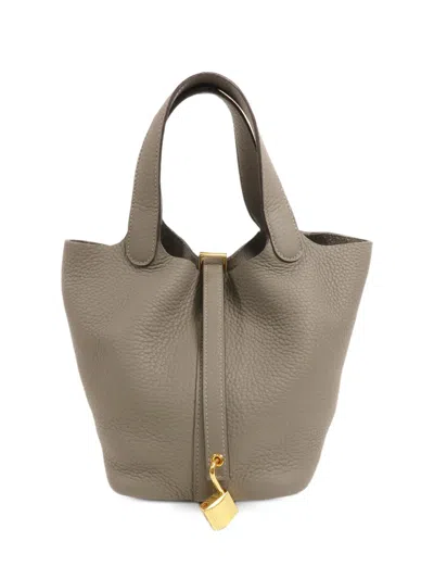 Pre-owned Hermes Picotin Pm Tote Bag In Grey