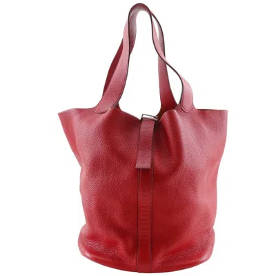 Pre-owned Hermes Picotin Red Color Taurillon Clemence Leather Tote Bag ()