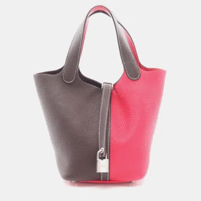 Pre-owned Hermes Picotin Rouge Sellier Franboise Taurillon Clemence Handbag In Multi