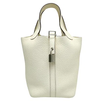 Hermes Hermès Picotin White Leather Tote Bag ()