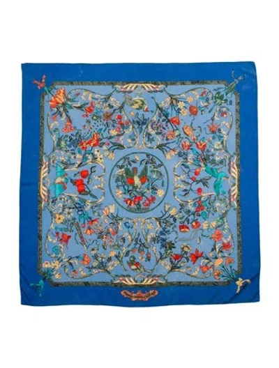 Pre-owned Hermes Pierres D'orient Et D'occident Cashmere Shawl In Blue