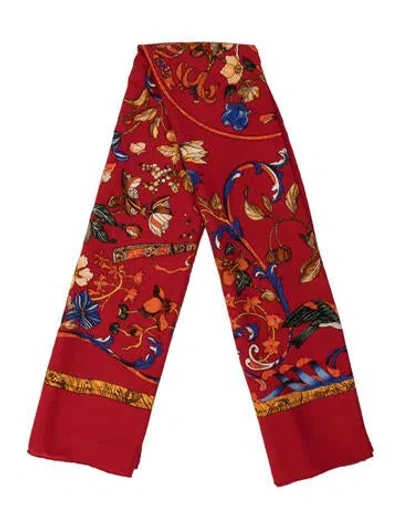 Pre-owned Hermes Pierres D'orient Et D'occident Cashmere Shawl In Red