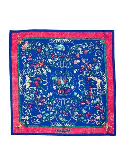 Pre-owned Hermes Pierres D'orient Et D'occident Silk Scarf In Blue