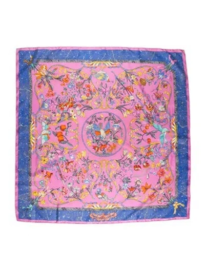 Pre-owned Hermes Pierres D'orient Et D'occident Silk Scarf In Blue