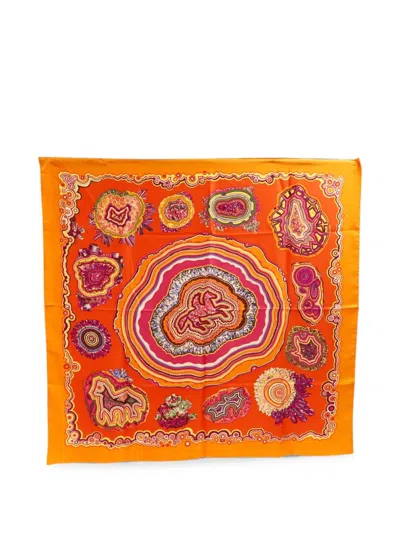 Pre-owned Hermes Pierres Et Cristaux Scarf In Orange