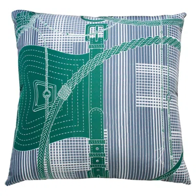 Pre-owned Hermes Pillow Clic Clac Quadrille In Blue