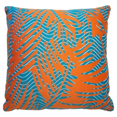 Pre-owned Hermes Pillow Feuillage Vague In Orange, Navy Backing In Blue