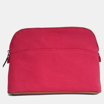 Pre-owned Hermes Pink Canvas Bolide Pouch