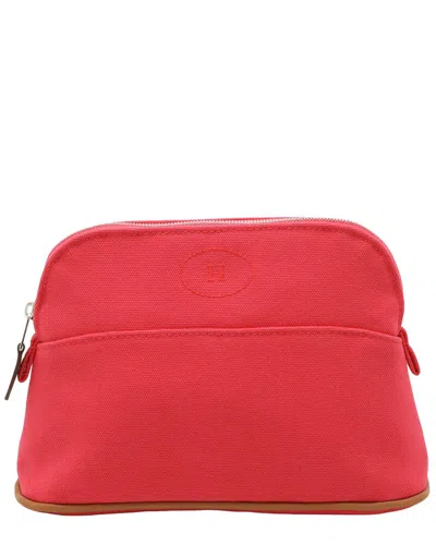 Pre-owned Hermes Hermès Pink Canvas Bolide Pouch 20 Cosmetic Bag (authentic Pre-loved)
