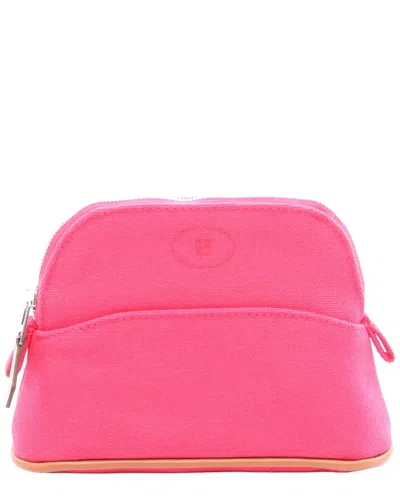 Pre-owned Hermes Hermès Pink Canvas Bolide Pouch (authentic Pre-loved)