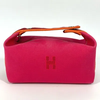 Pre-owned Hermes Pink Canvas Handbag Vanity Bag ()