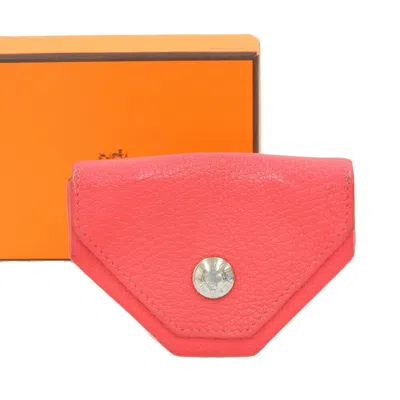 Pre-owned Hermes Pink Chevre Leather Coin Purse/coin Case ()
