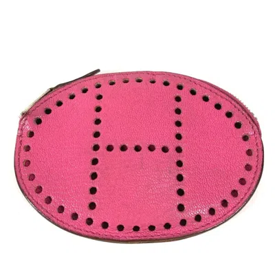 Pre-owned Hermes Pink Chevre Leather Coin Purse/coin Case ()
