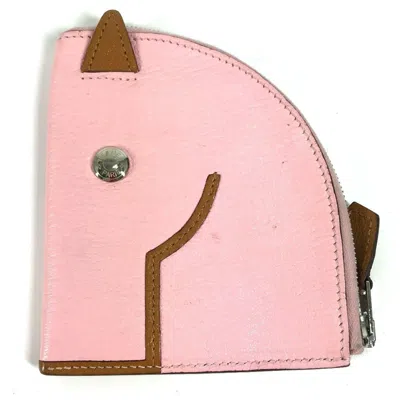 Pre-owned Hermes Pink Chevre Leather Coin Purse/coin Case ()