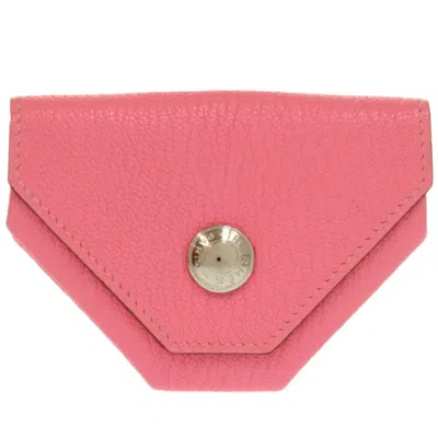 Pre-owned Hermes Pink Chevre Leather Coin Purse/coin Case ()