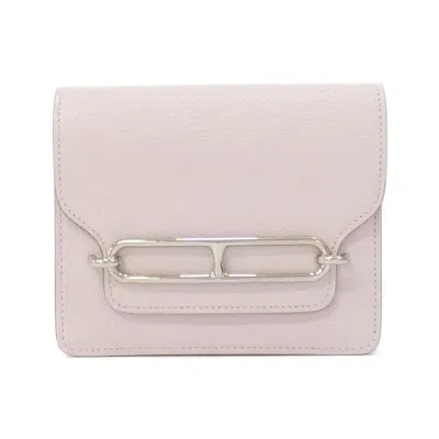 Pre-owned Hermes Pink Chevre Leather Coin Purse/coin Case ()