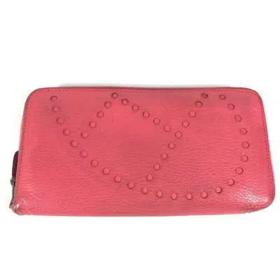 Pre-owned Hermes Pink Chevre Leather Long Wallet (bi-fold) ()