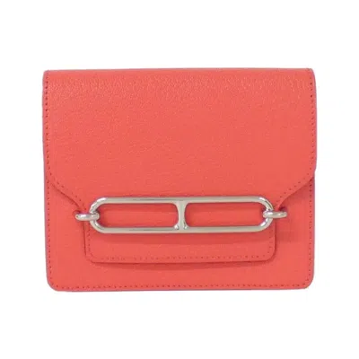 Pre-owned Hermes Pink Chevre Leather Wallet (bi-fold) ()