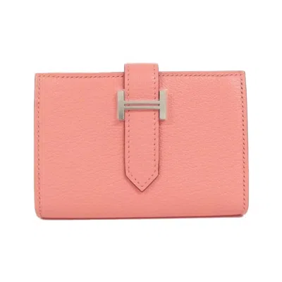 Pre-owned Hermes Pink Chevre Leather Wallet (bi-fold) ()