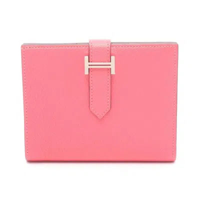 Pre-owned Hermes Pink Chevre Leather Wallet (bi-fold) ()