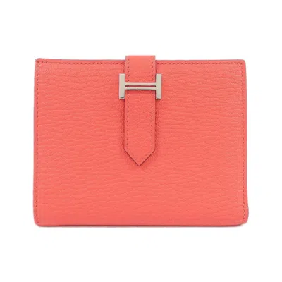 Pre-owned Hermes Pink Chevre Leather Wallet (bi-fold) ()